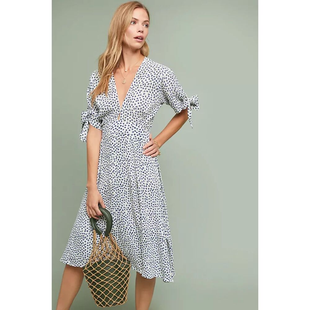 Faithfull The Brand Rae floral midi dress for Anthropologie, size US 6 AU 10 M